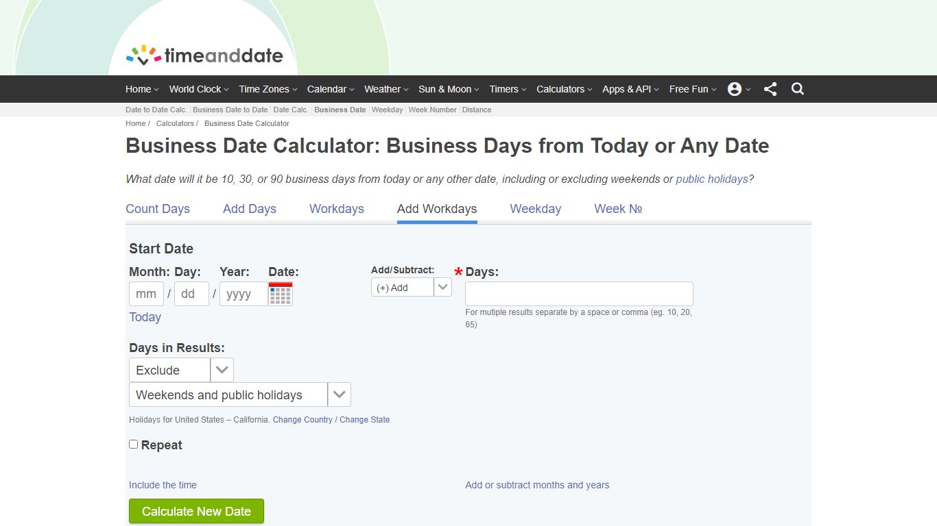 Business Date Calculator: Business Days from Today or Any Date